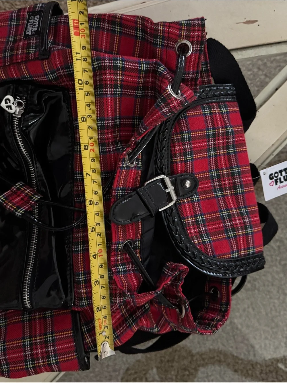 NWT Gotta Flurt Westwood Red Tartan Plaid Patent Mini Backpack Y2K Grunge